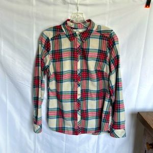 Neon pink plaid button up. Soft flannel size small